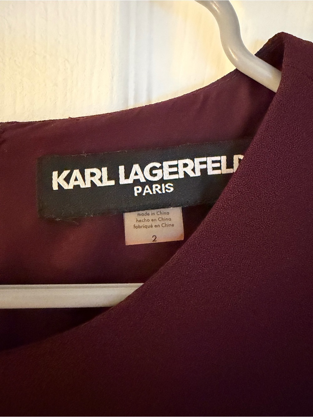 Karl Lagerfeld Deep Burgundy Cap-Sleeve Ruffle Dress - Picture 3 of 3